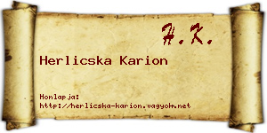 Herlicska Karion névjegykártya